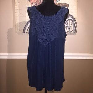 Dark Teal Crochet & Ruffle Dressy Tank Top